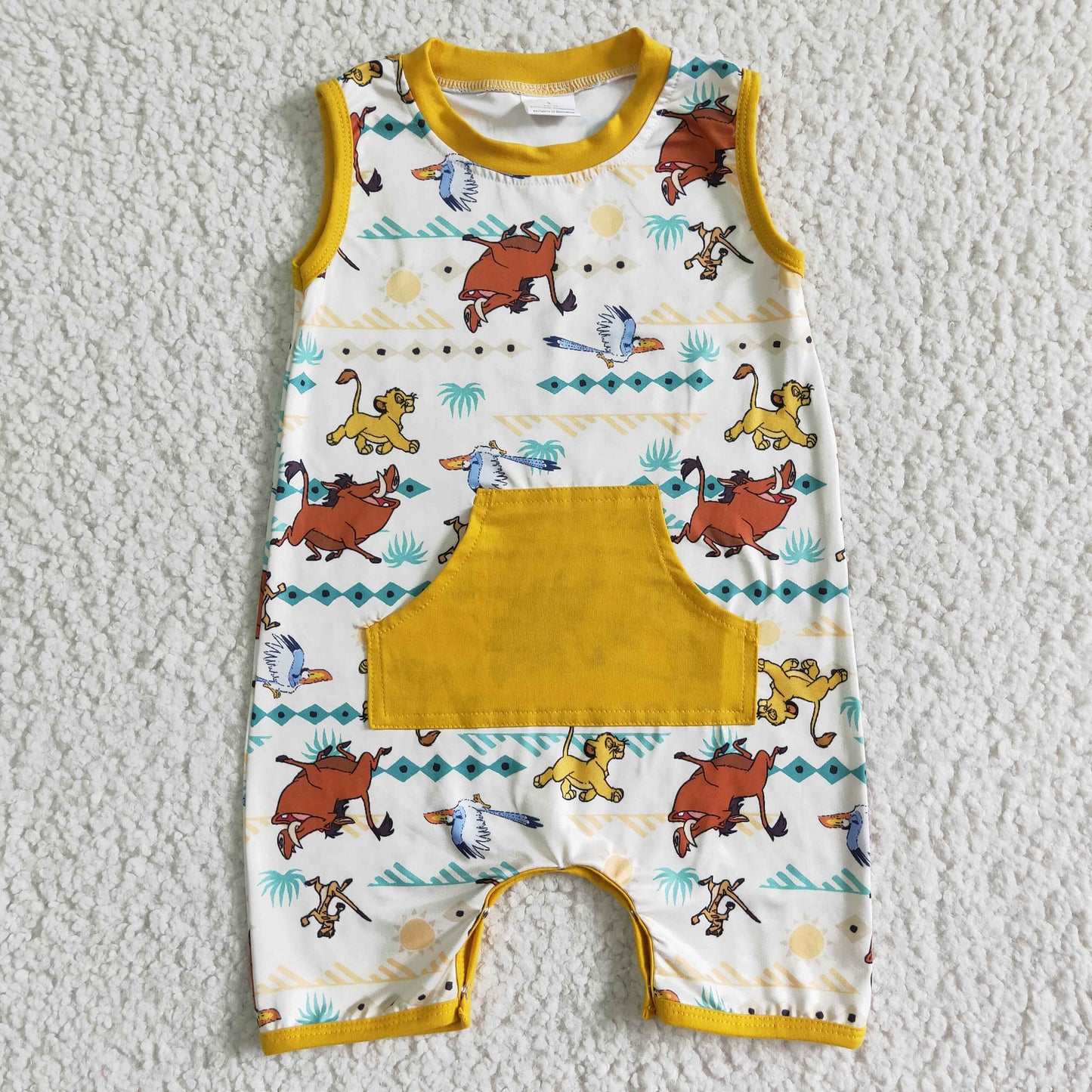 cartoon lion pocket romper
