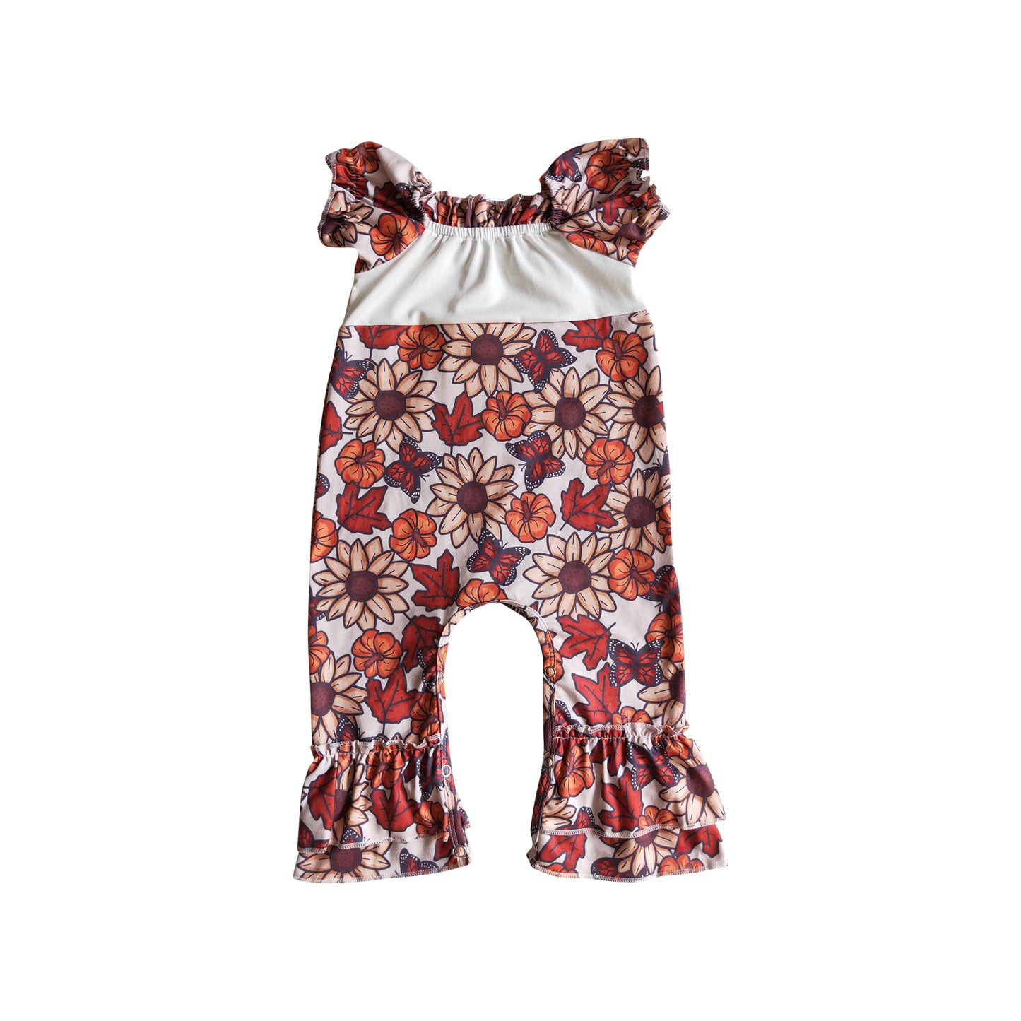 fall pumpkin leaves romper for baby girl