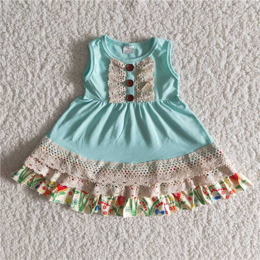 kids girl's sleeveless cotton lace dress