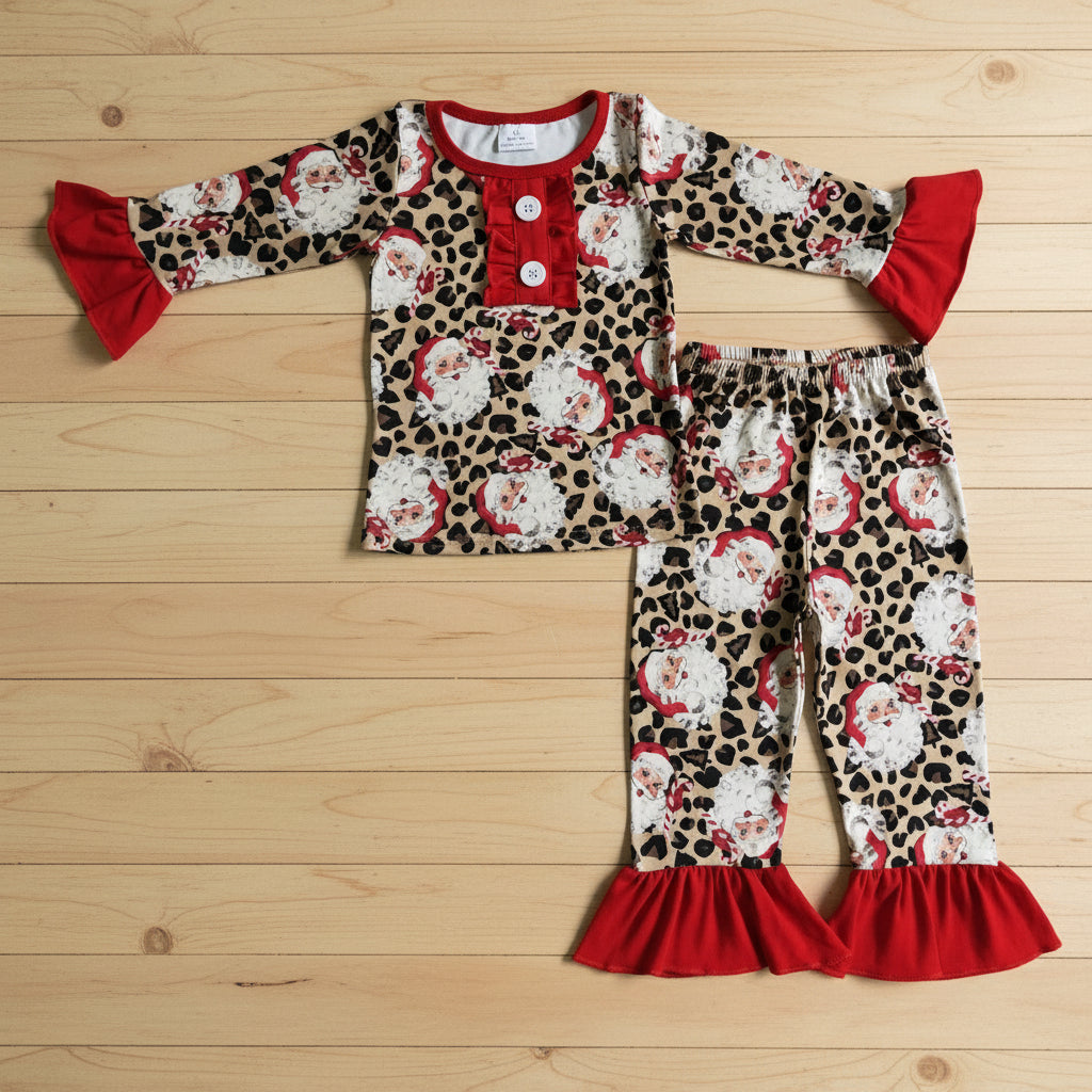 leopard with santa cane christmas sleep clothing