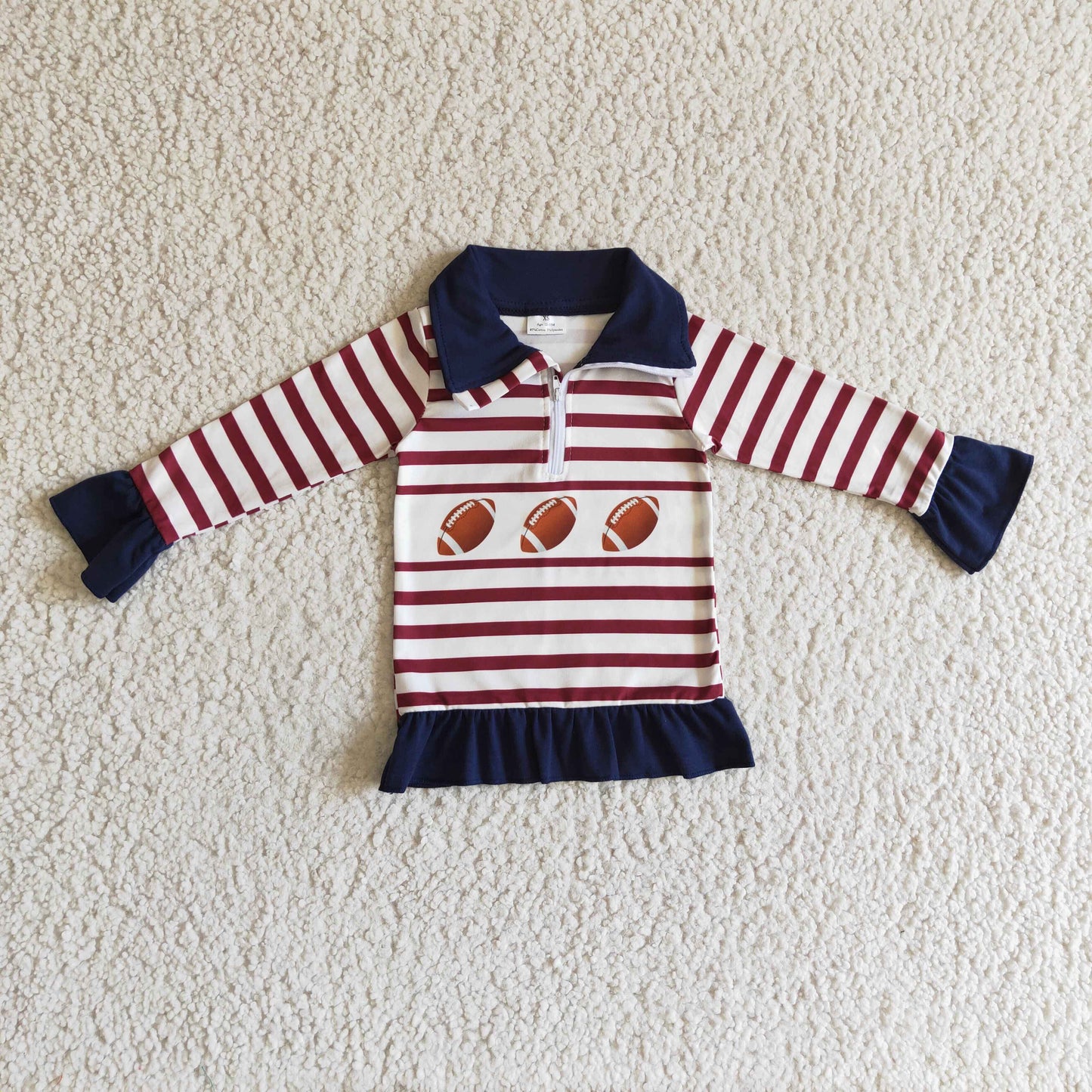 girl ruffle football pullover top clothing