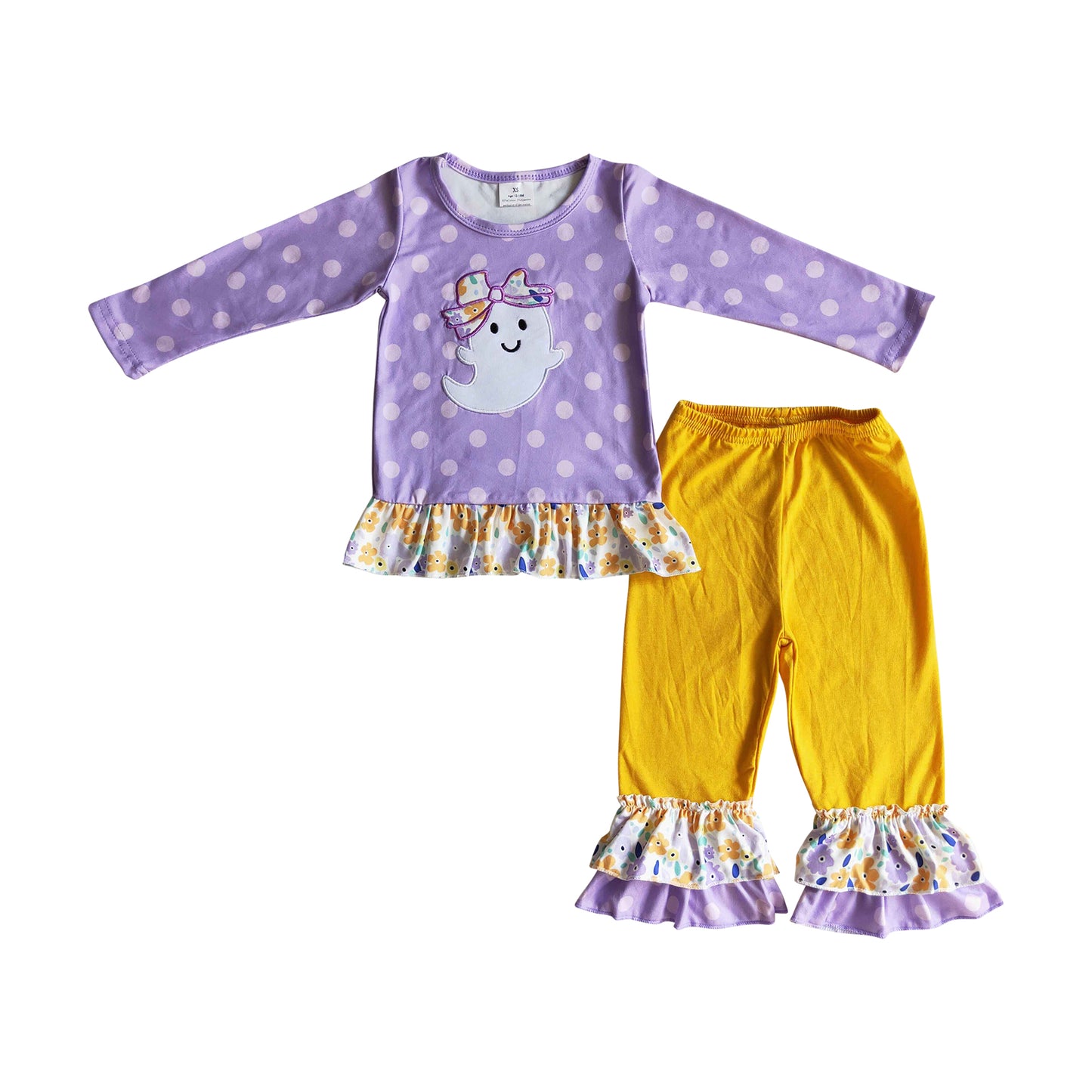 boo ghost embroidery ruffle outfit baby girl halloween clothing GLP0200