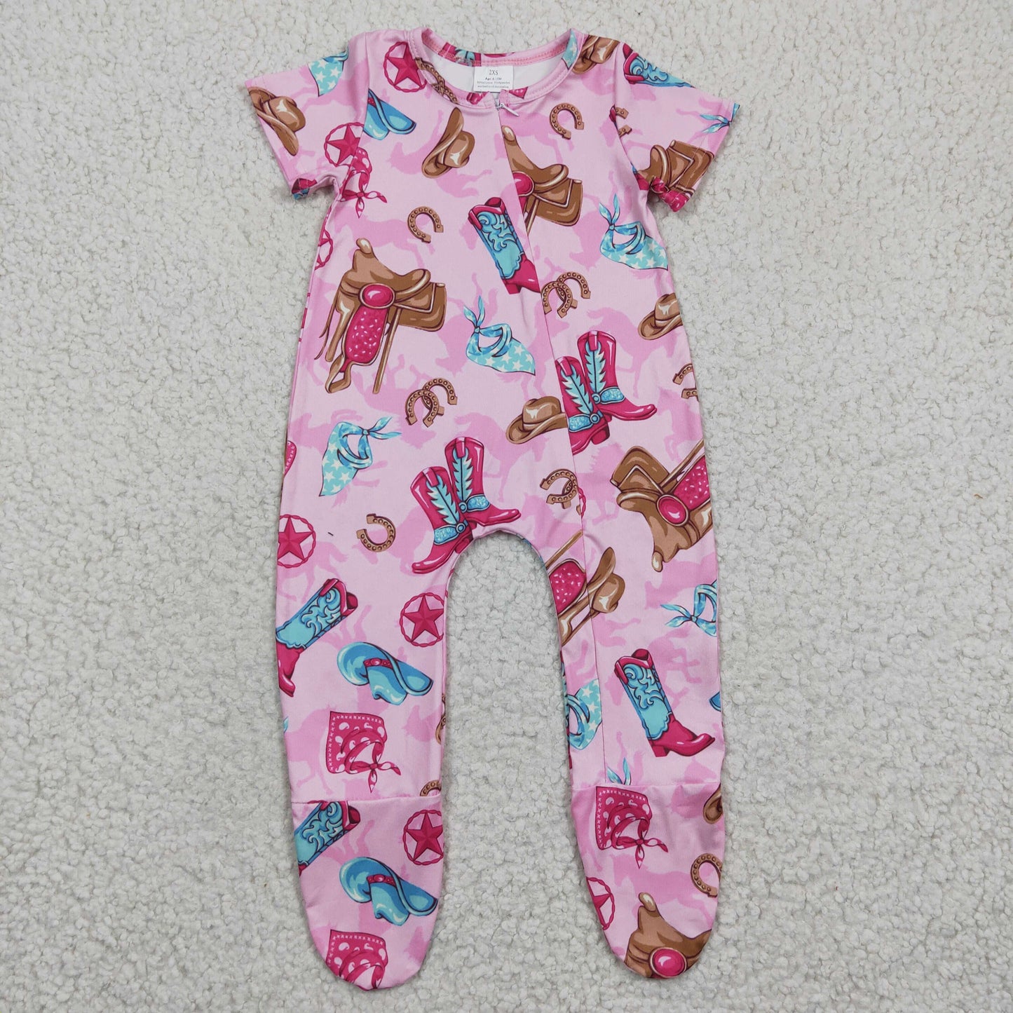 short sleeve cowgirl footed zip sleeper