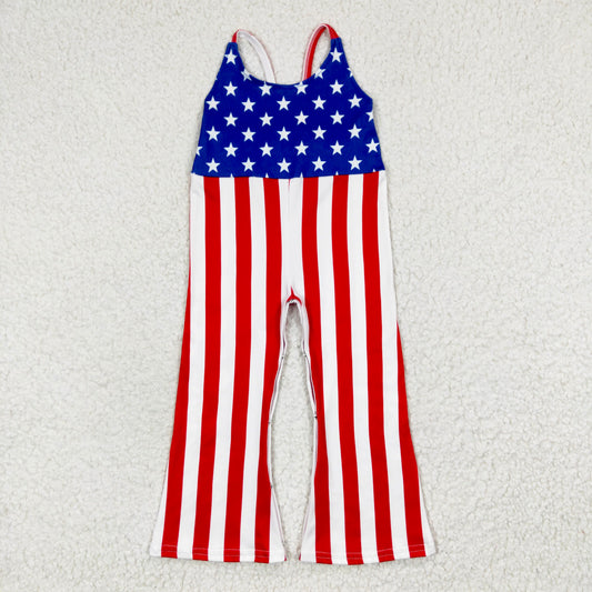 4th of july striped stars jumpsuit girl kids clothing