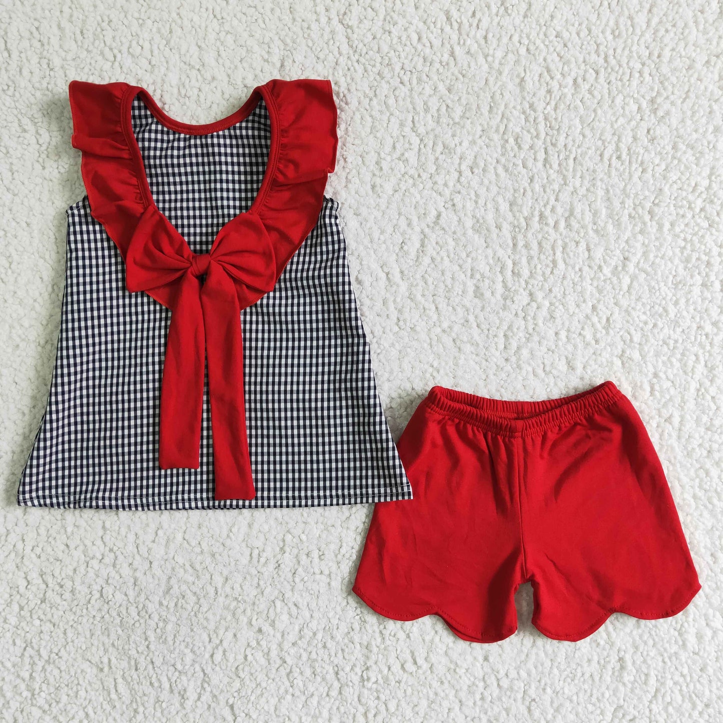 kids clothing shorts set checkered mouse