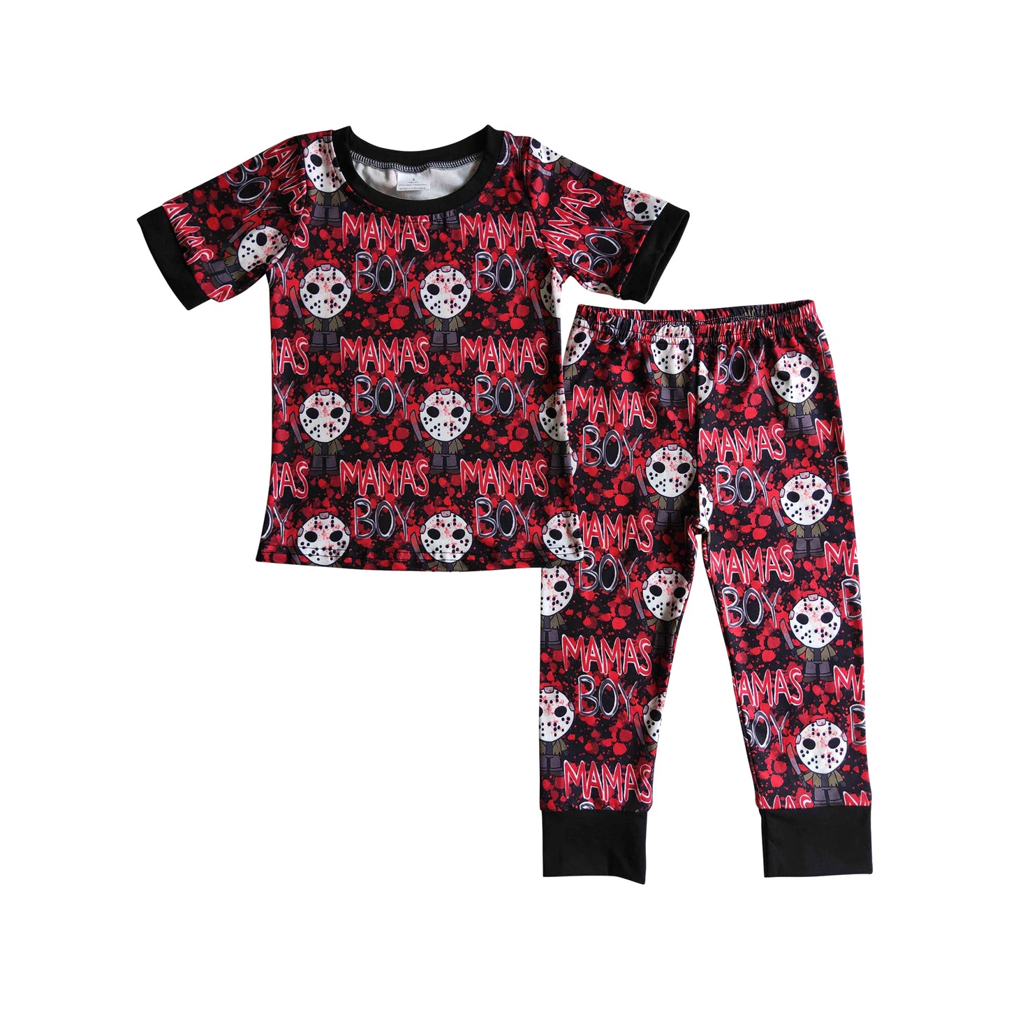 mama's boy scary doll blood halloween pajamas pants set boys clothes
