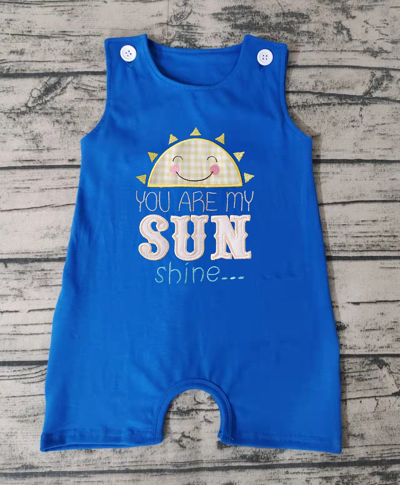 cotton embroidery u are my sunshine romper boy