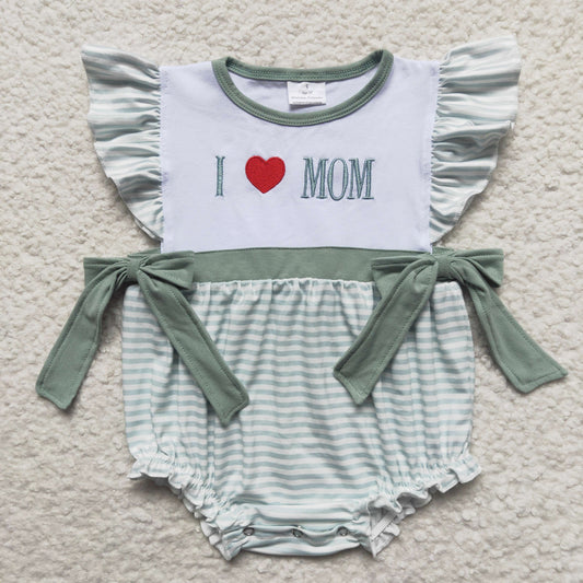 i love mom embroidery romper for little girl