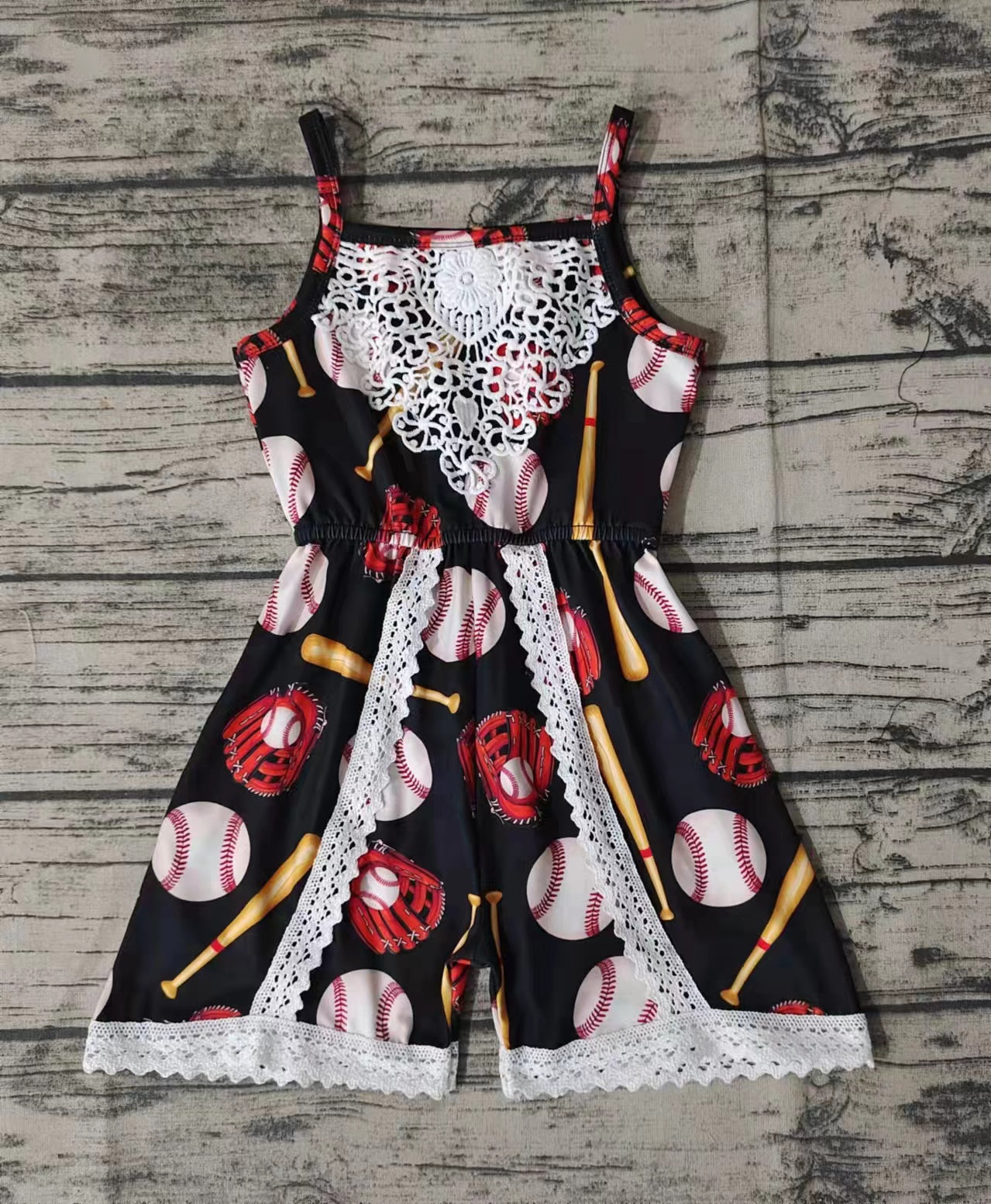 kids girl baseball jumpsuit shorts length