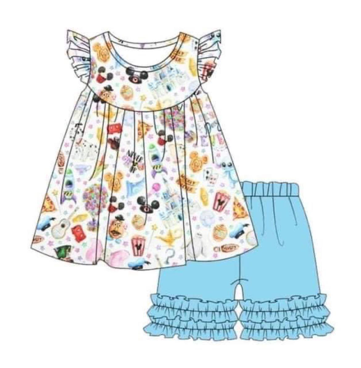 Pre-Order park outfit blue shorts clothes set for summer