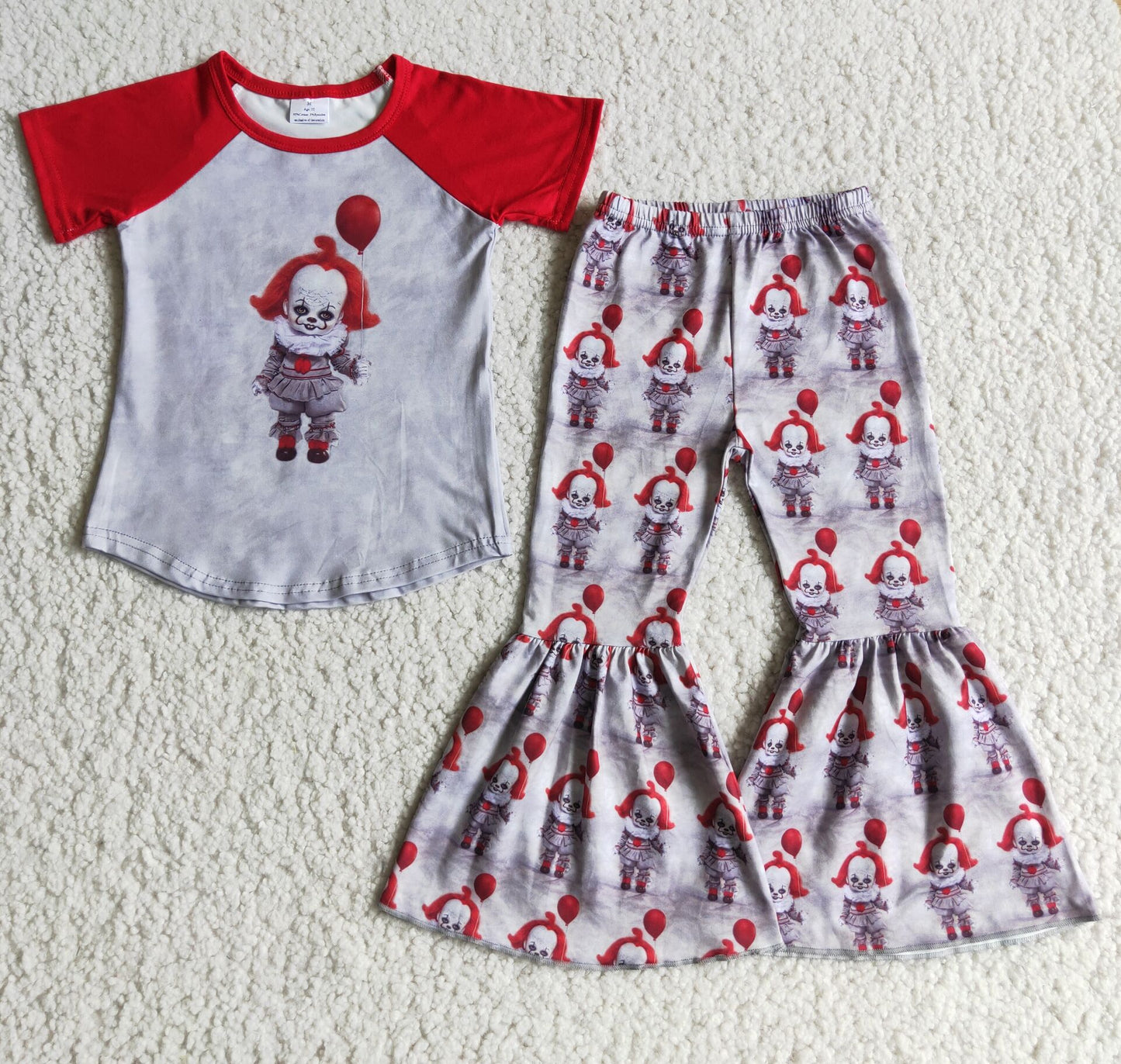 girl halloween short sleeve clown outfit