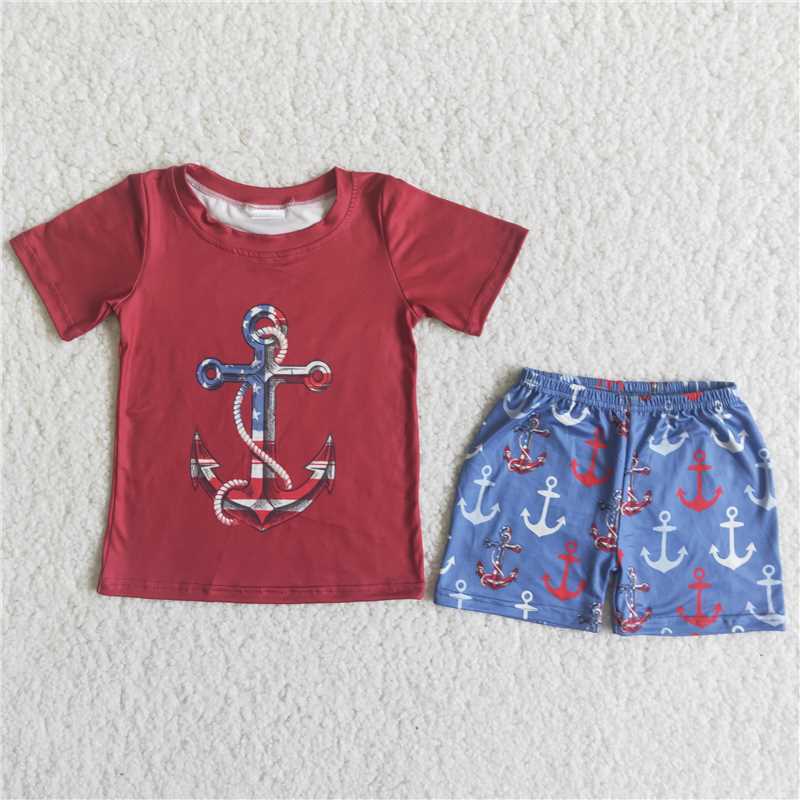 anchor boy’s outfit shorts set kids clothing