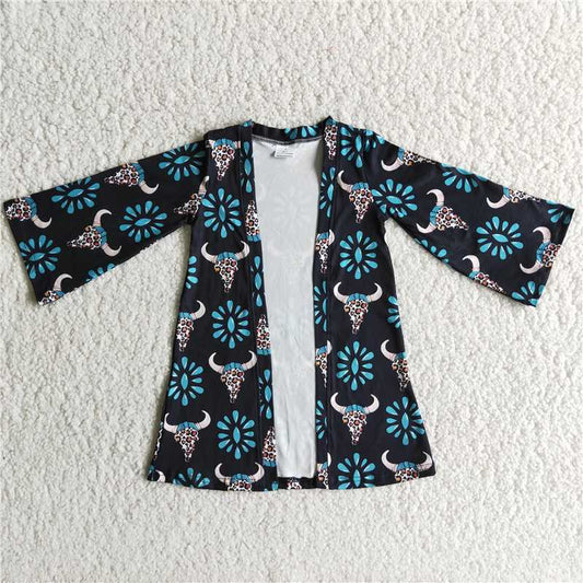 Girl Skull Cow Open Cardigan