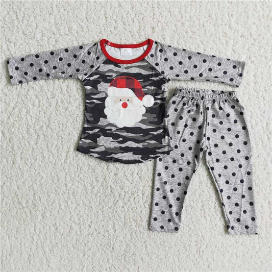 Santa Print Grey Dots Pants Set