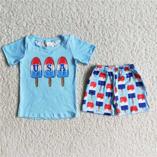kids clothing shorts set USA popsicle
