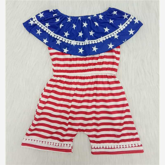 blue white red sleeveless infant romper