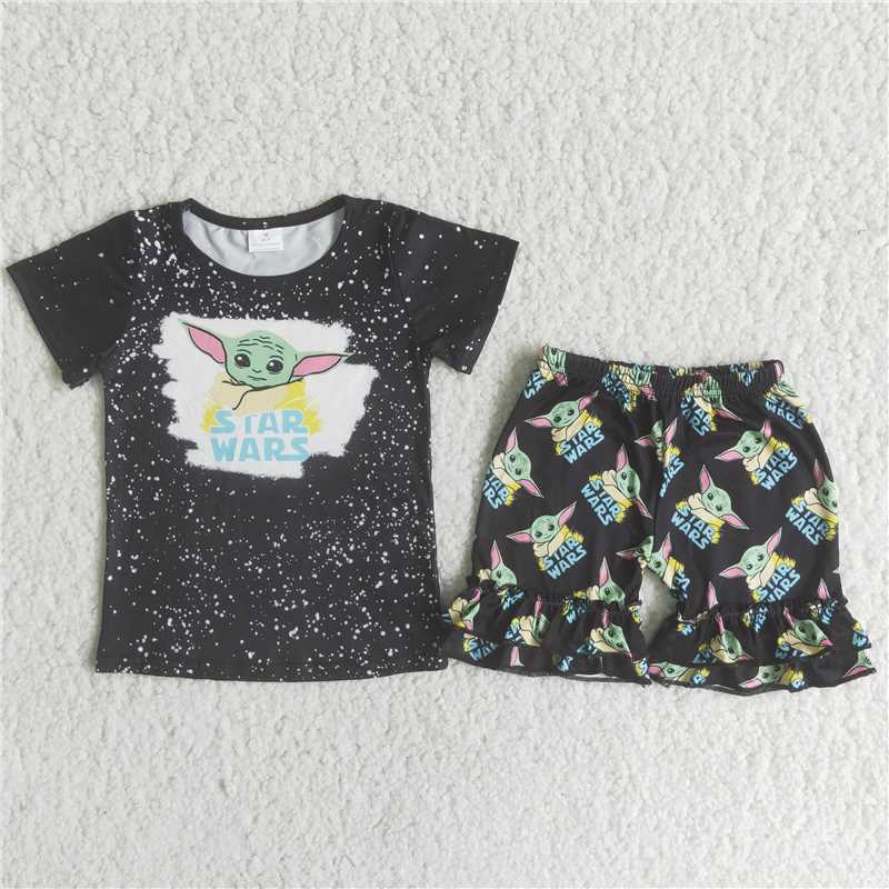 yoda ruffle shorts set for girls