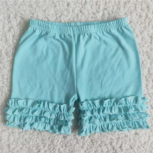 Sky Blue Cotton Ruffle Shorts