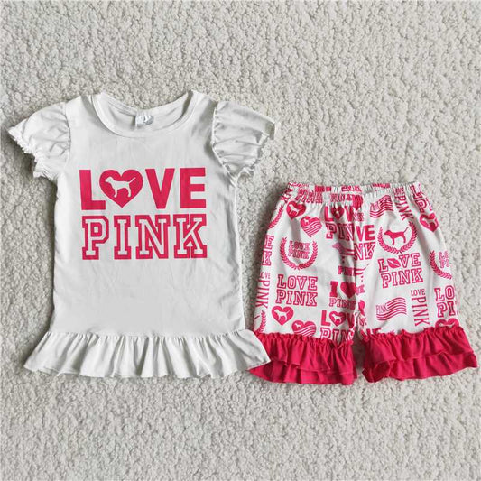 love pink dog shorts set