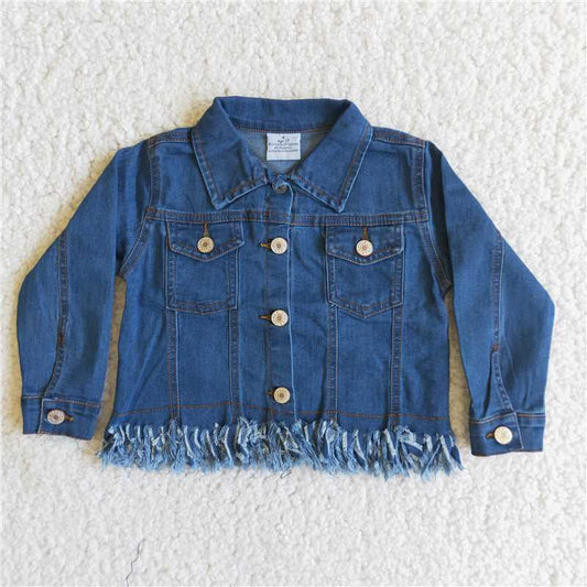 Dark Blue Denim Jacket Open Coat