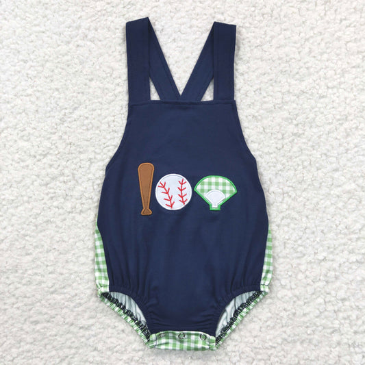 Embroidered baseball navy blue boy bubble