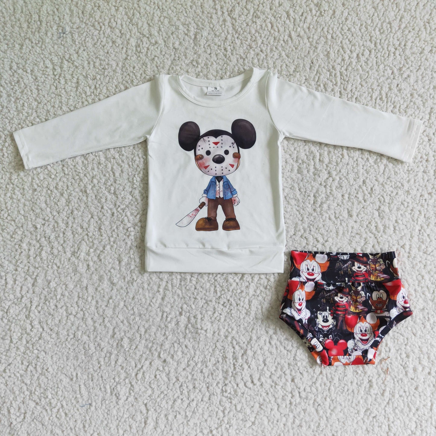 infant halloween scary mouse face cartoon bummie set