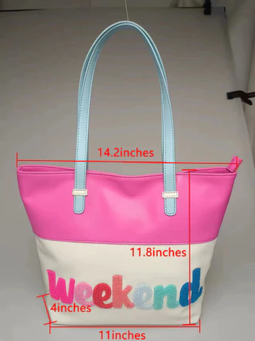 High quality leather weekend print Tote bag