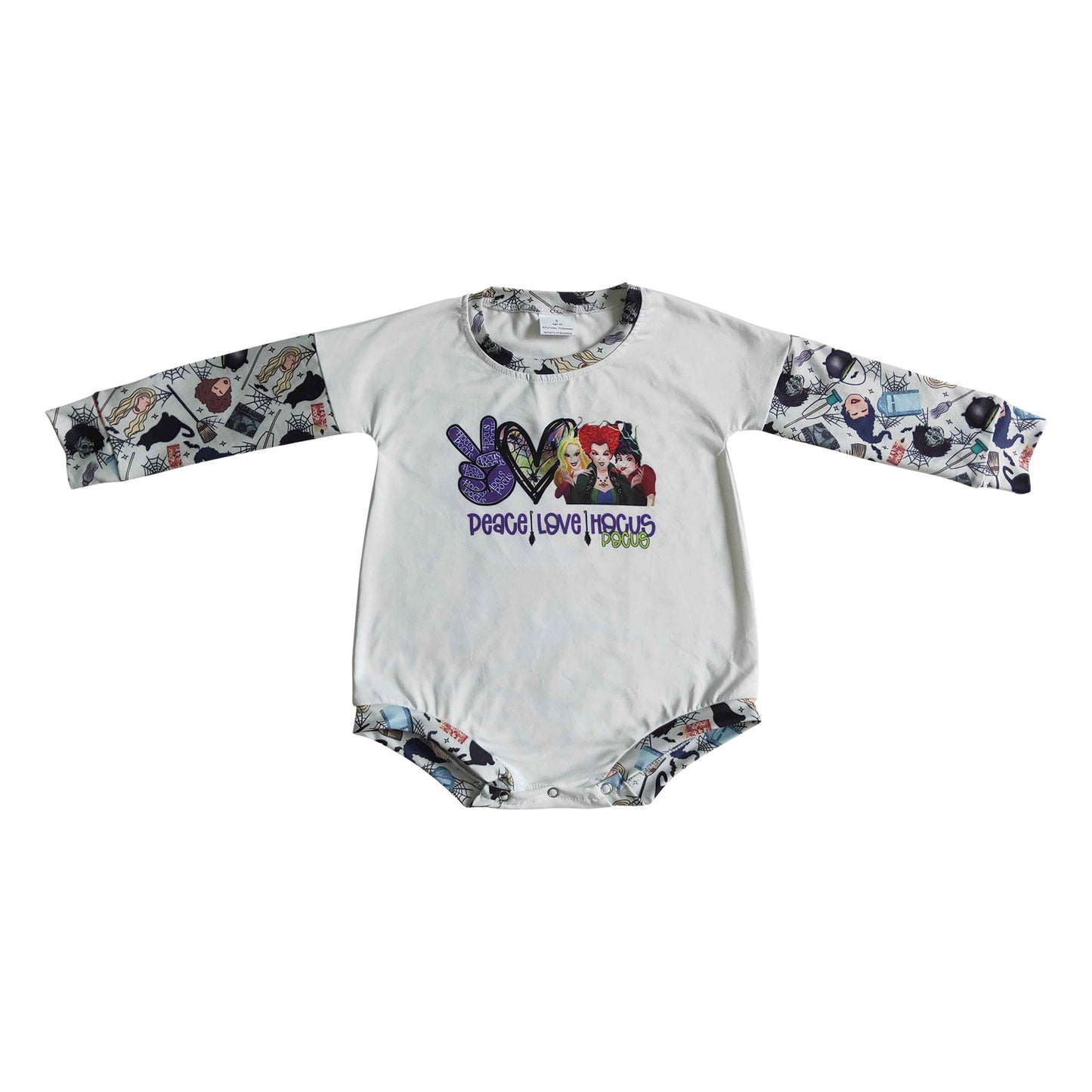 peace love hocus pocus baby romper for halloween