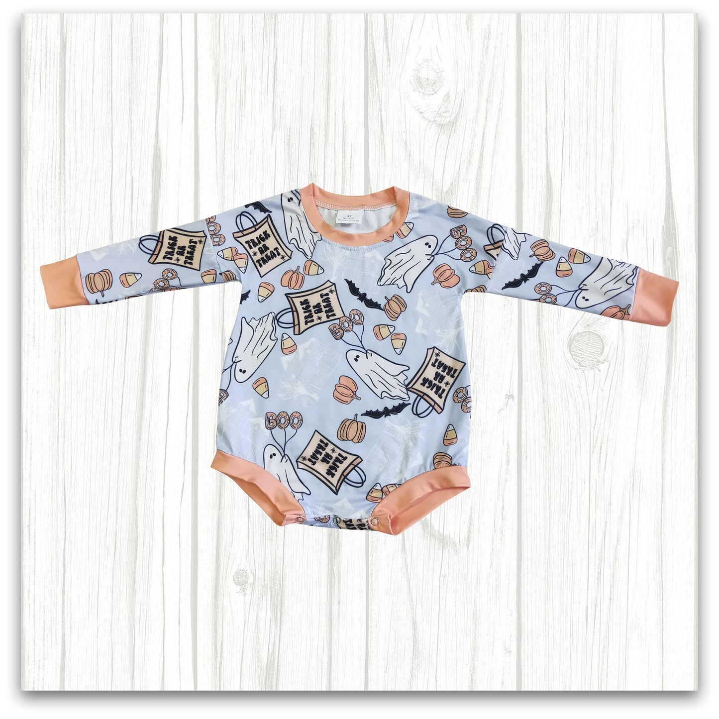 trick or treat boo ghost halloween romper bodysuit LR0027