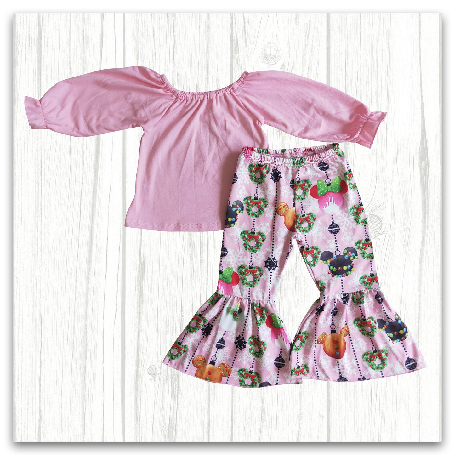 pink christmas outfit girl's clothes set