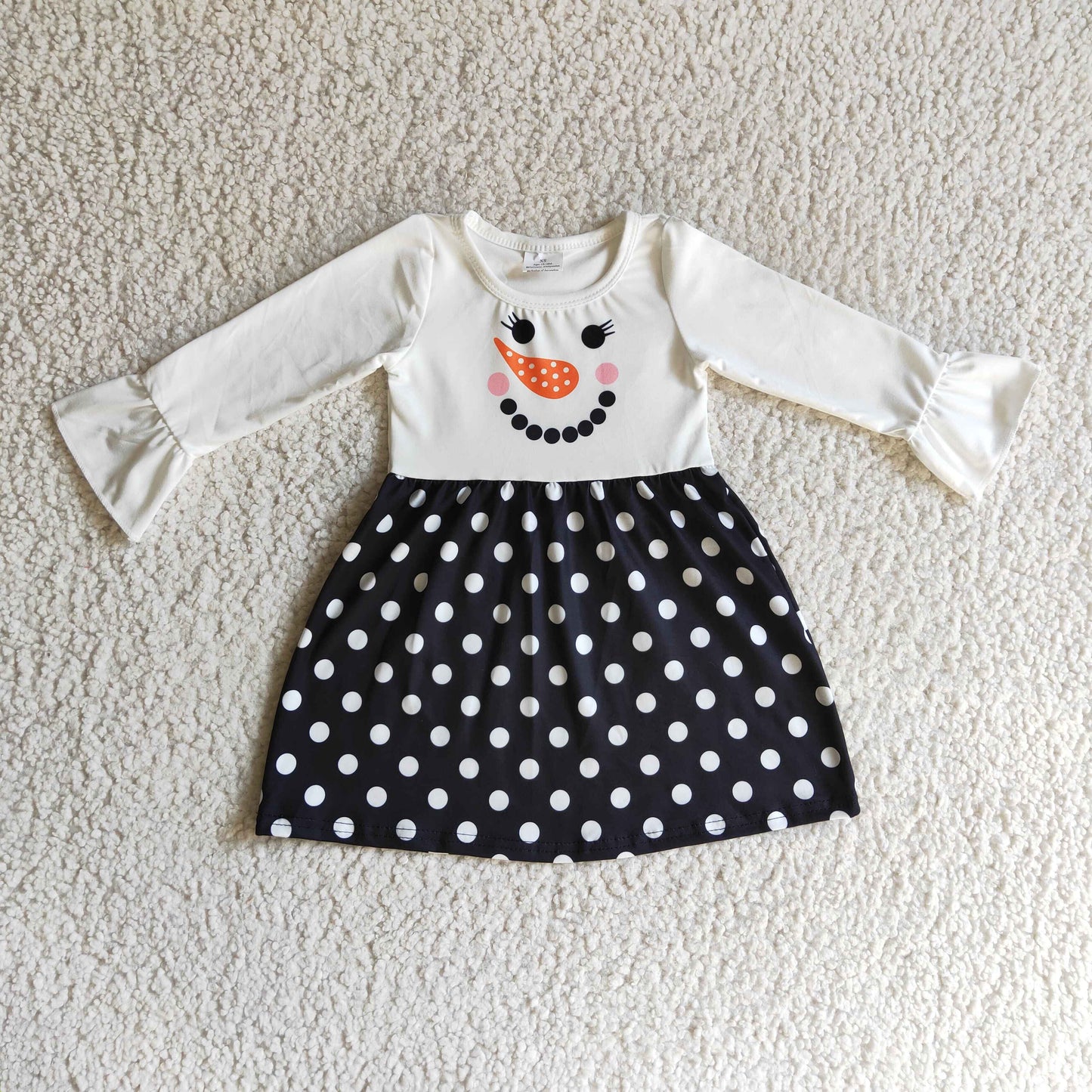cute snowman dots dress winter clothing