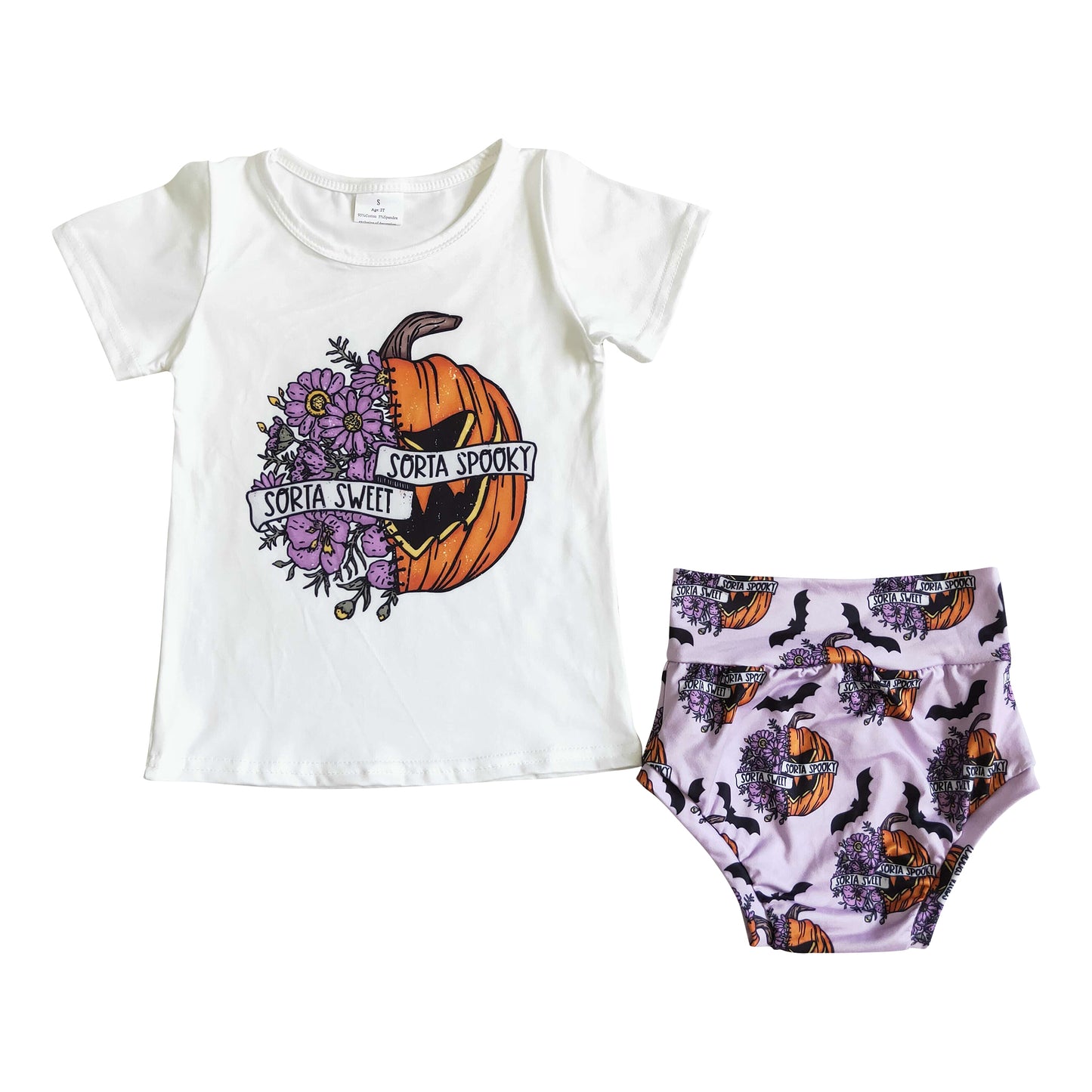 sorta sweet sorta spooky halloween girl bummie set