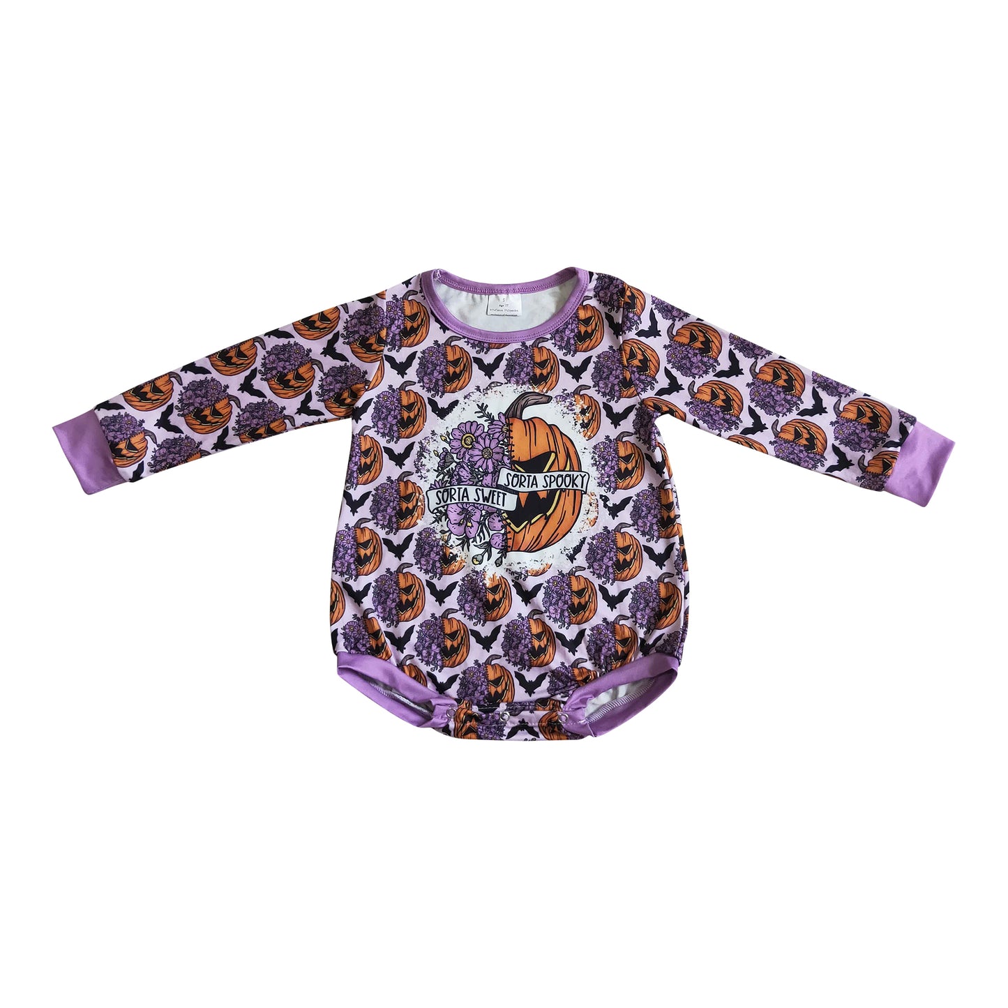 kids newborn long sleeve romper for halloween spooky