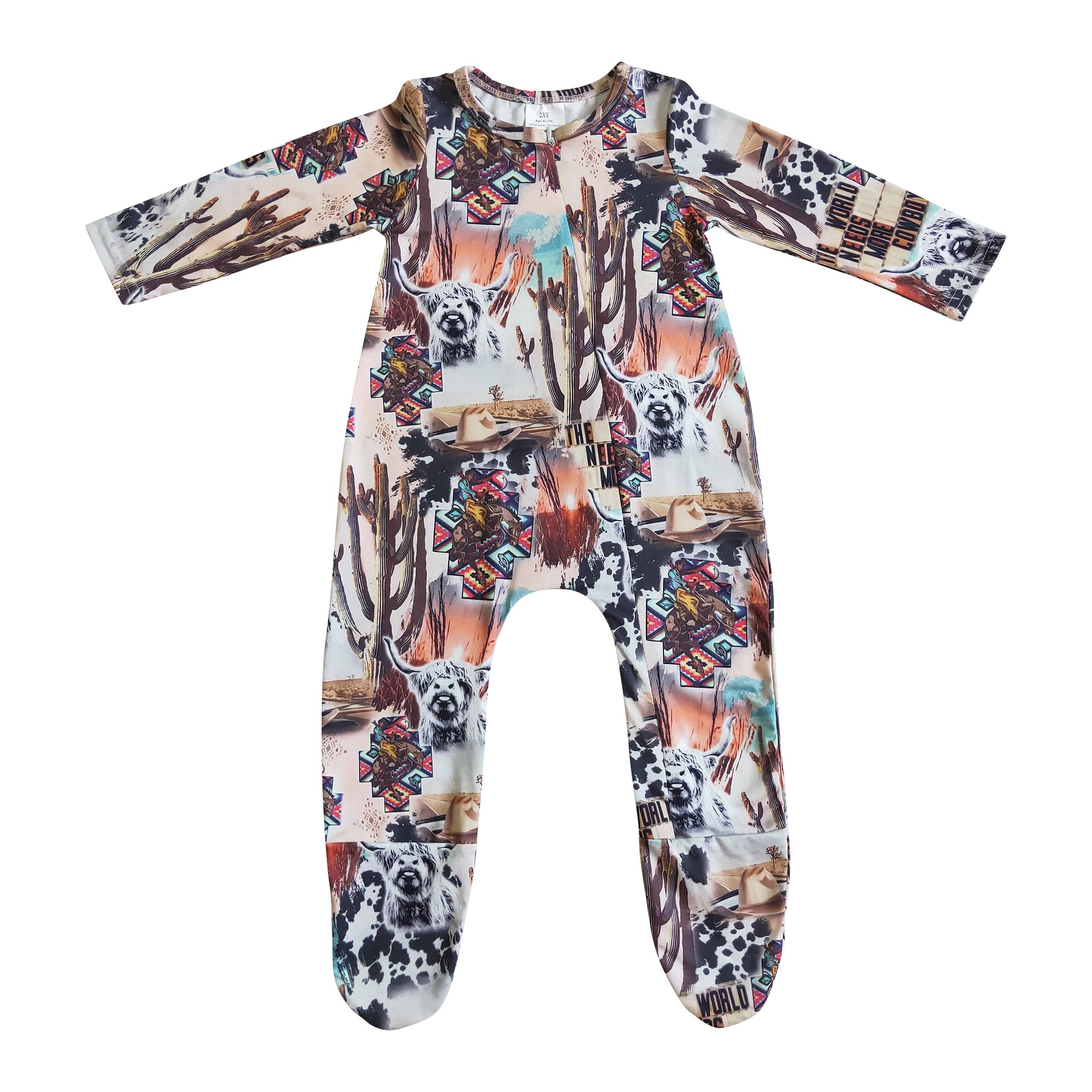western baby wild west long sleeve footie zip romper