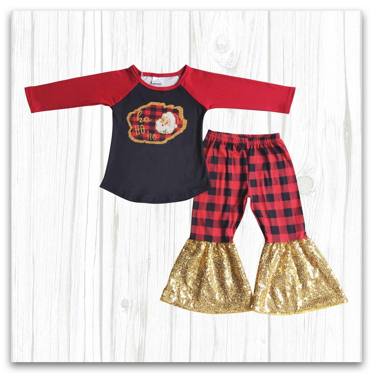 girl gold sequins bottom pants set christmas clothing set