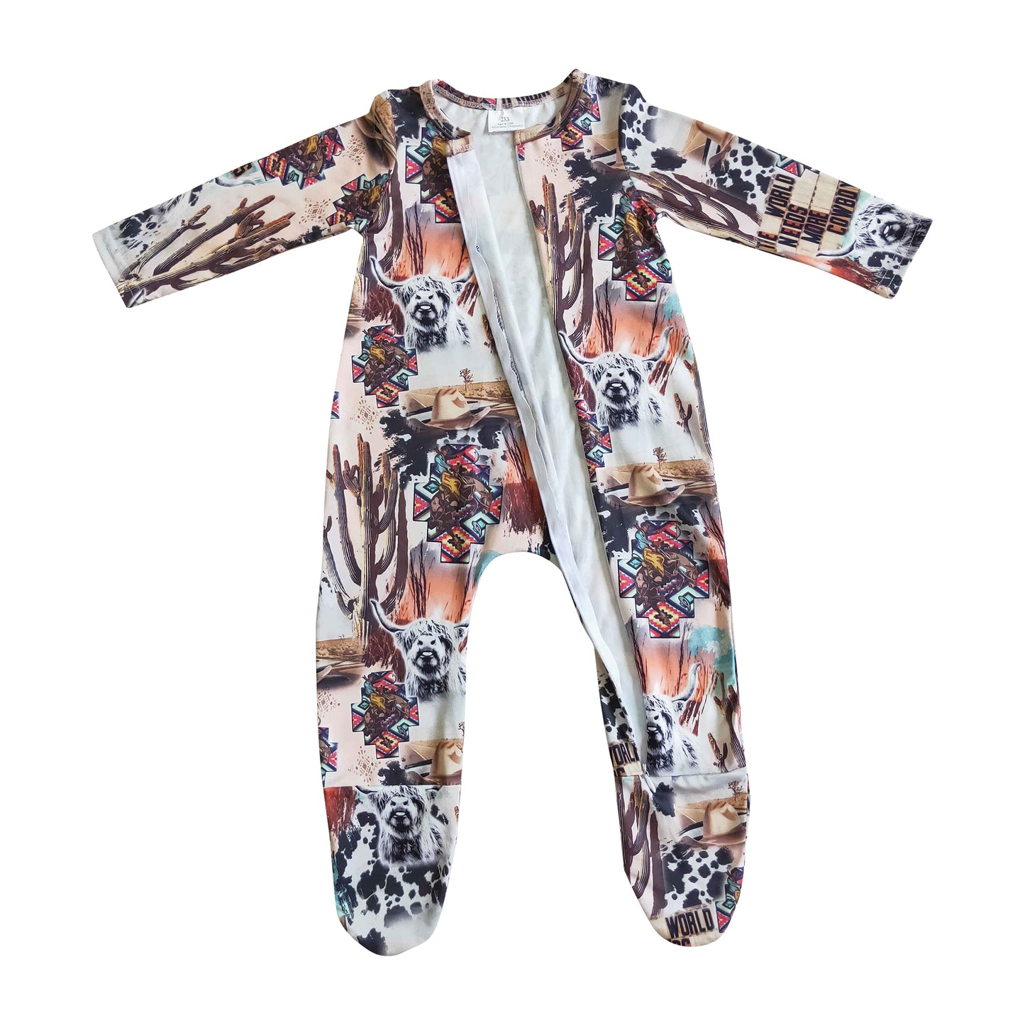 western baby wild west long sleeve footie zip romper
