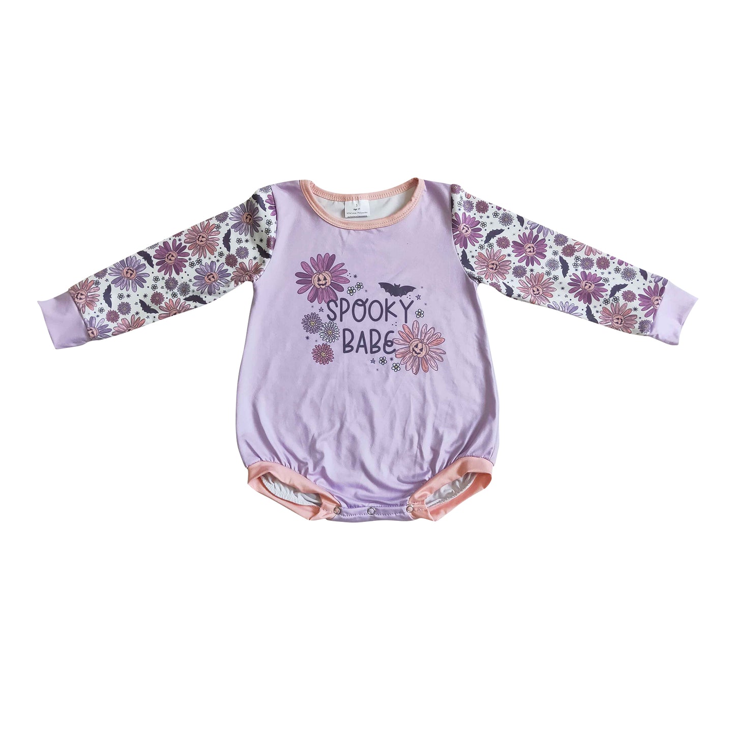 kids newborn long sleeve floral romper spooky babe