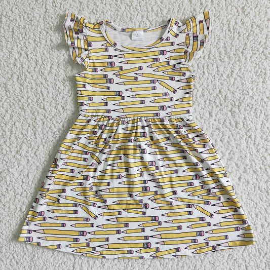 Write Your Story Pencil & Paper Flutter Girls Back To School Dress