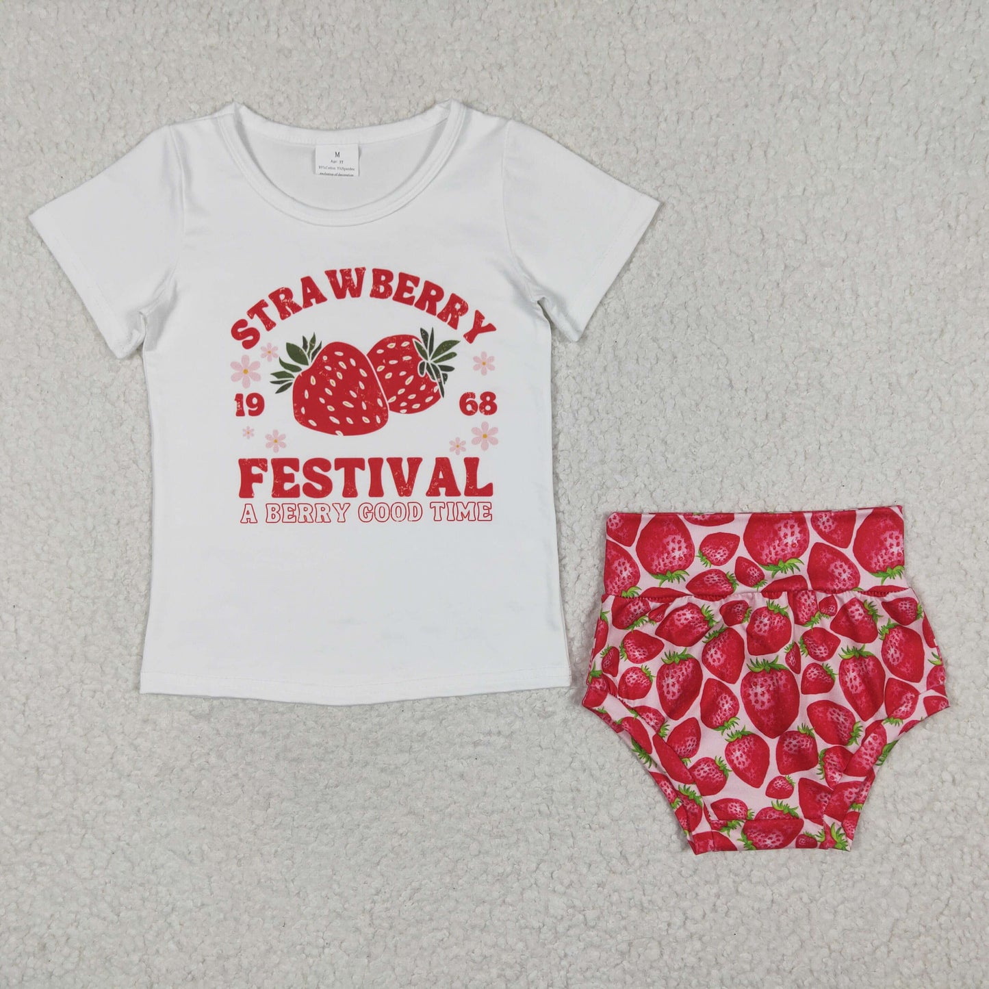 baby girl's bummie set strawberry festival