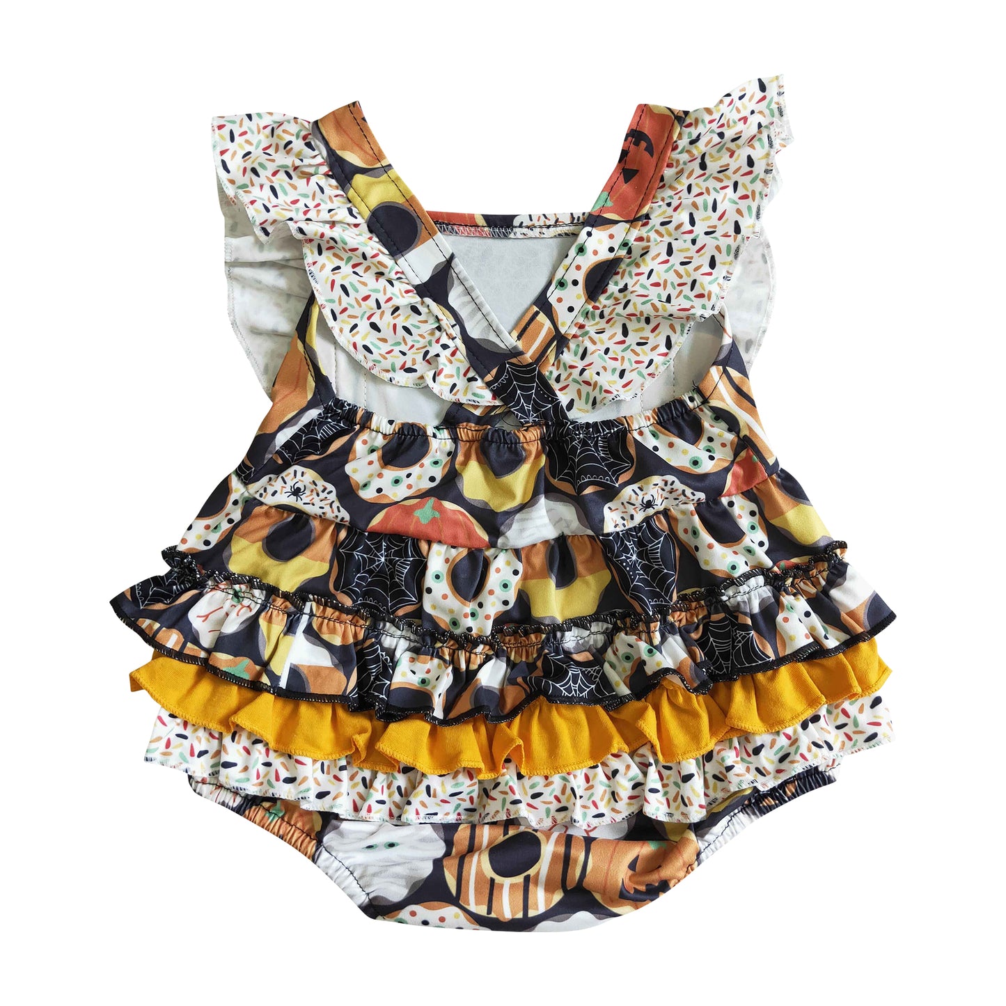 baby girl donut ruffle romper for halloween