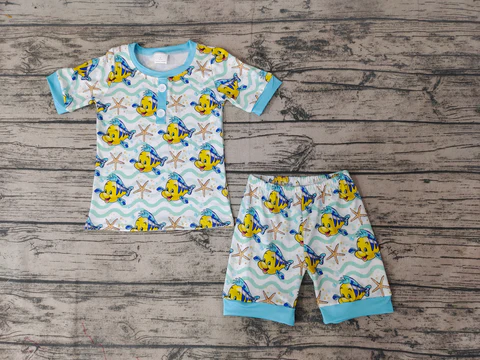 blue starfish shorts set boy clothes