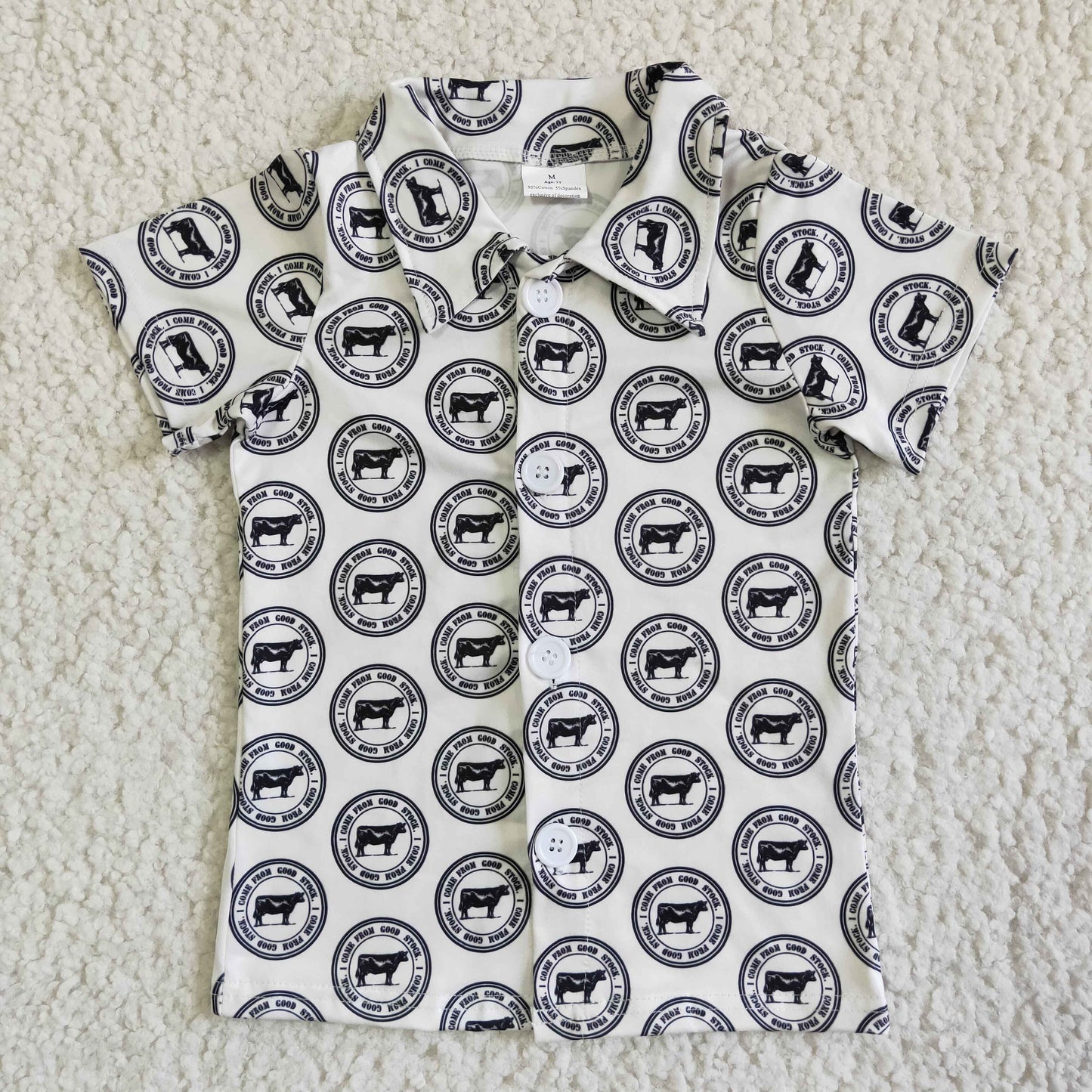 short sleeve cows button shirt kids clothing