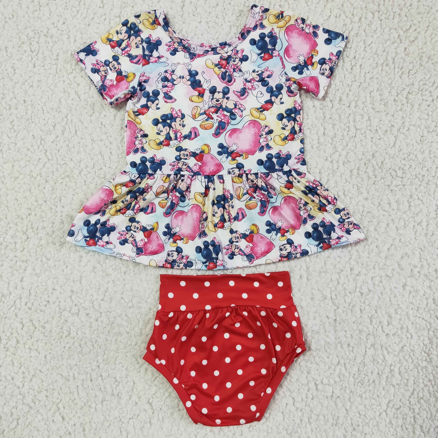 red cartoon mouse dots bummie set infant clothing