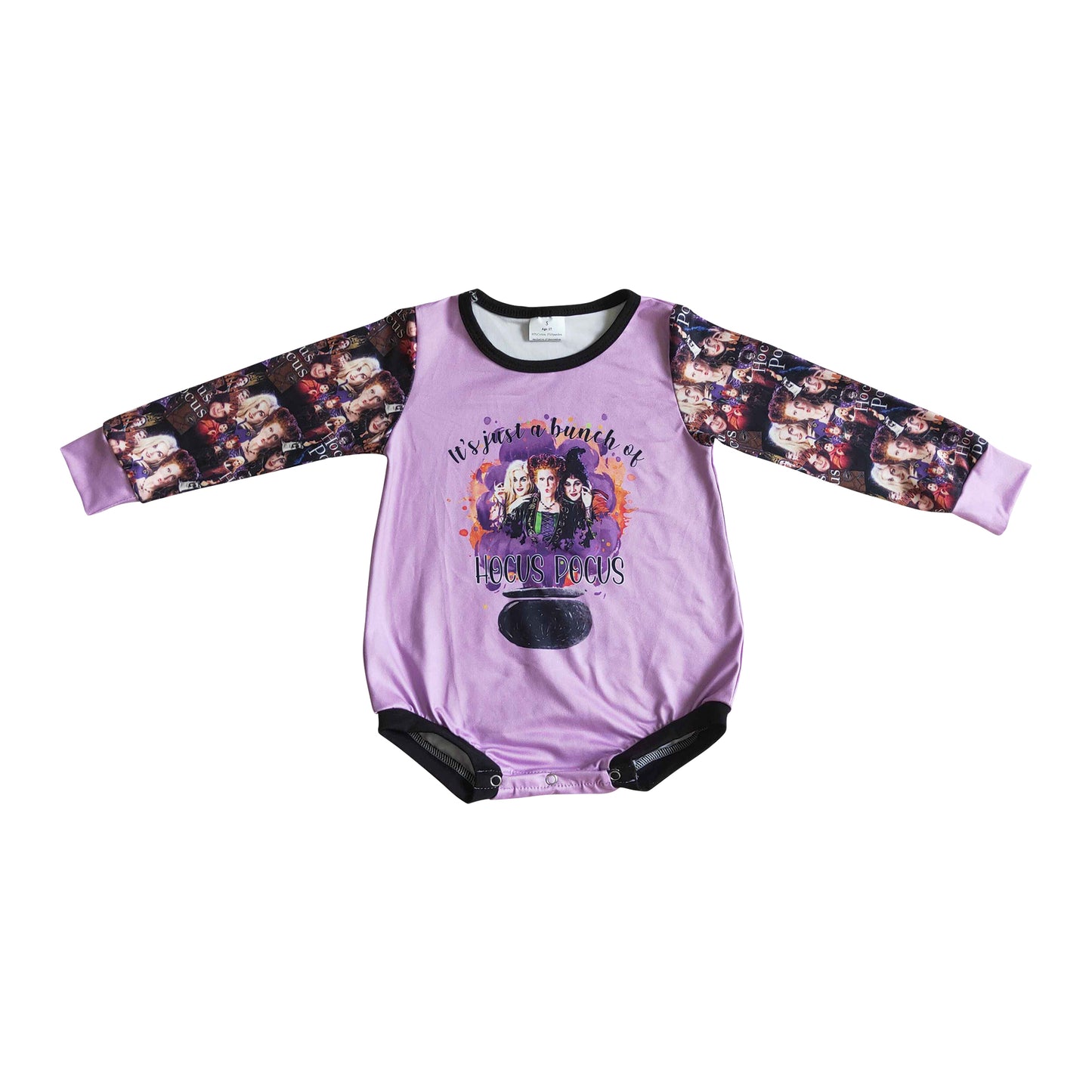 kids newborn long sleeve romper hocus pocus
