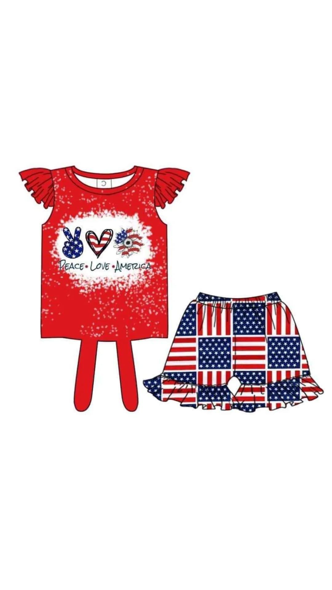 Pre-Order 4th of july flag print shorts set