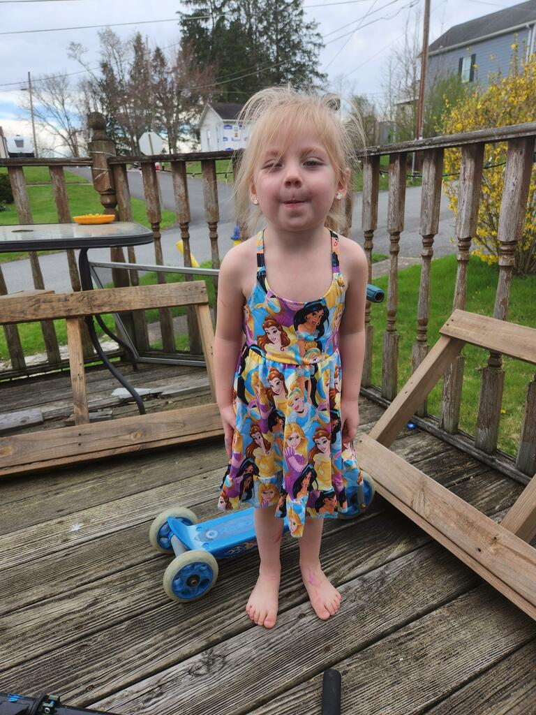purple blue yellow princess leak dress