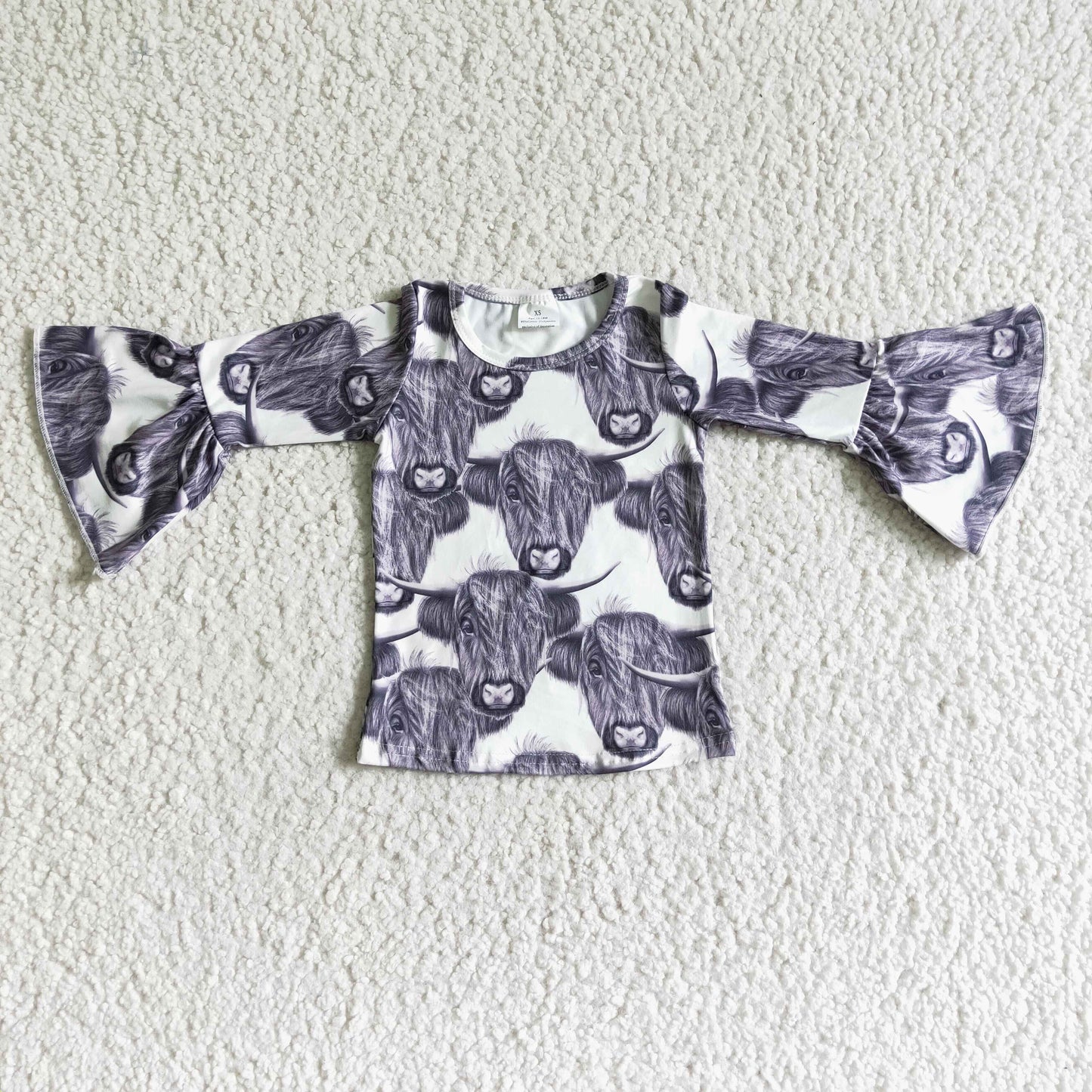 girl long sleeve grey cow shirt