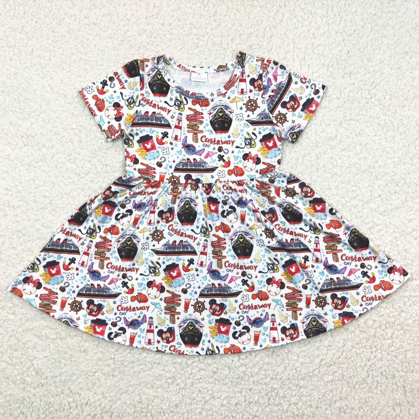 short sleeve castaway dress girl summer clothing