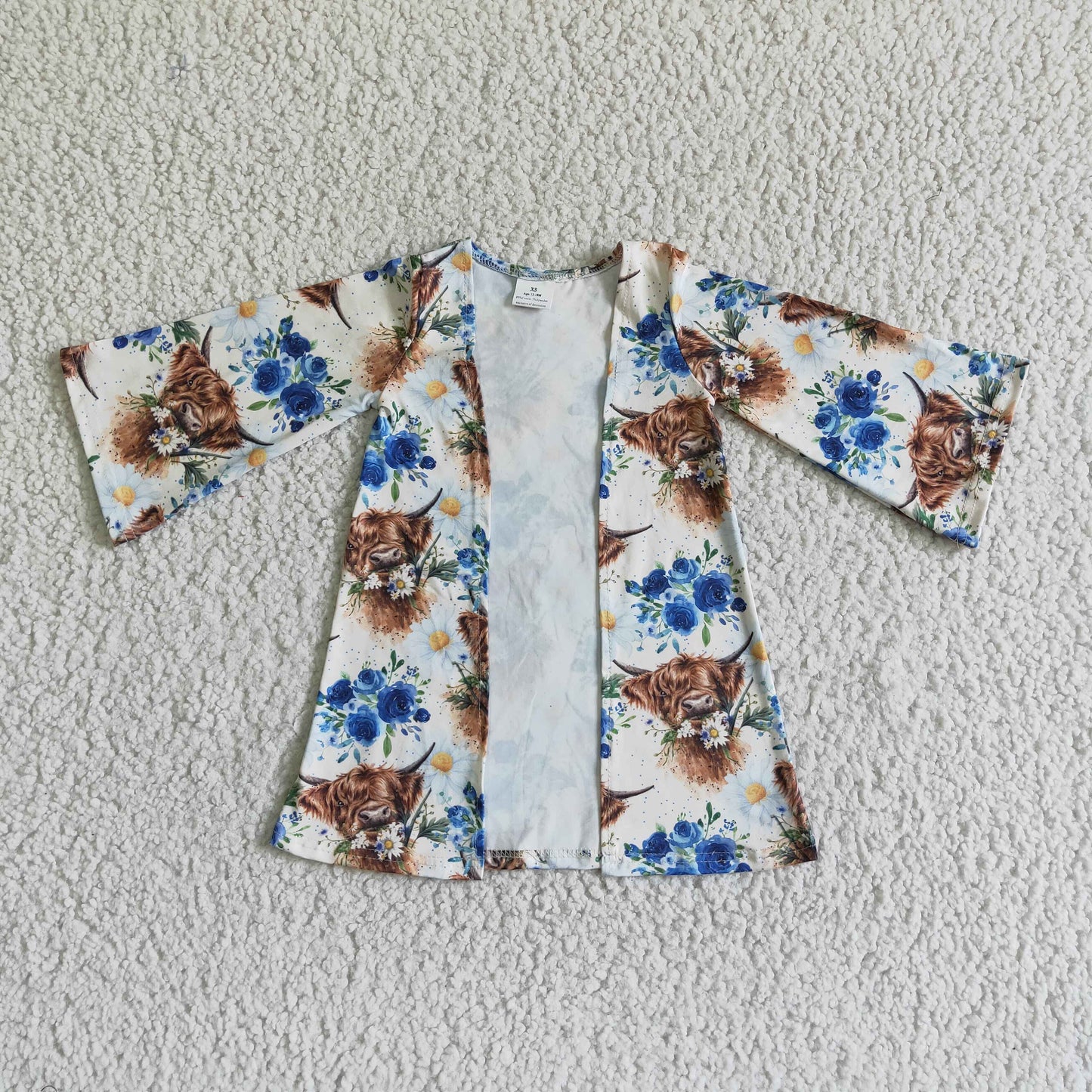 girl long sleeve cow floral open cardigan