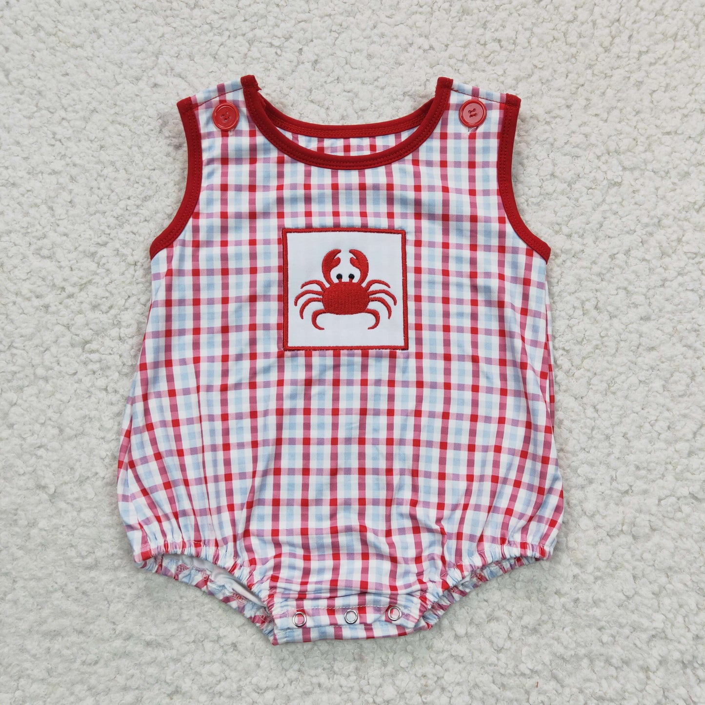 baby girl tank red crab embroidery romper